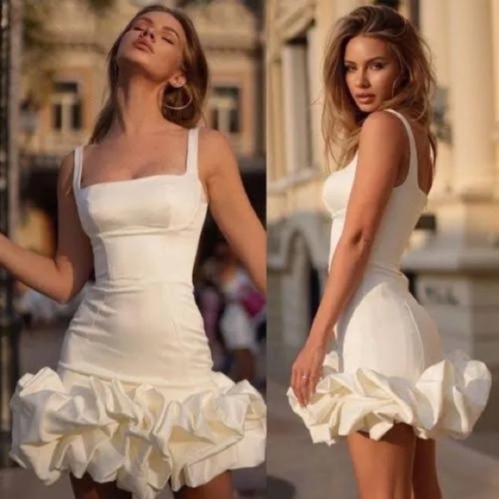 House of CB White Ruffle Mini Dress